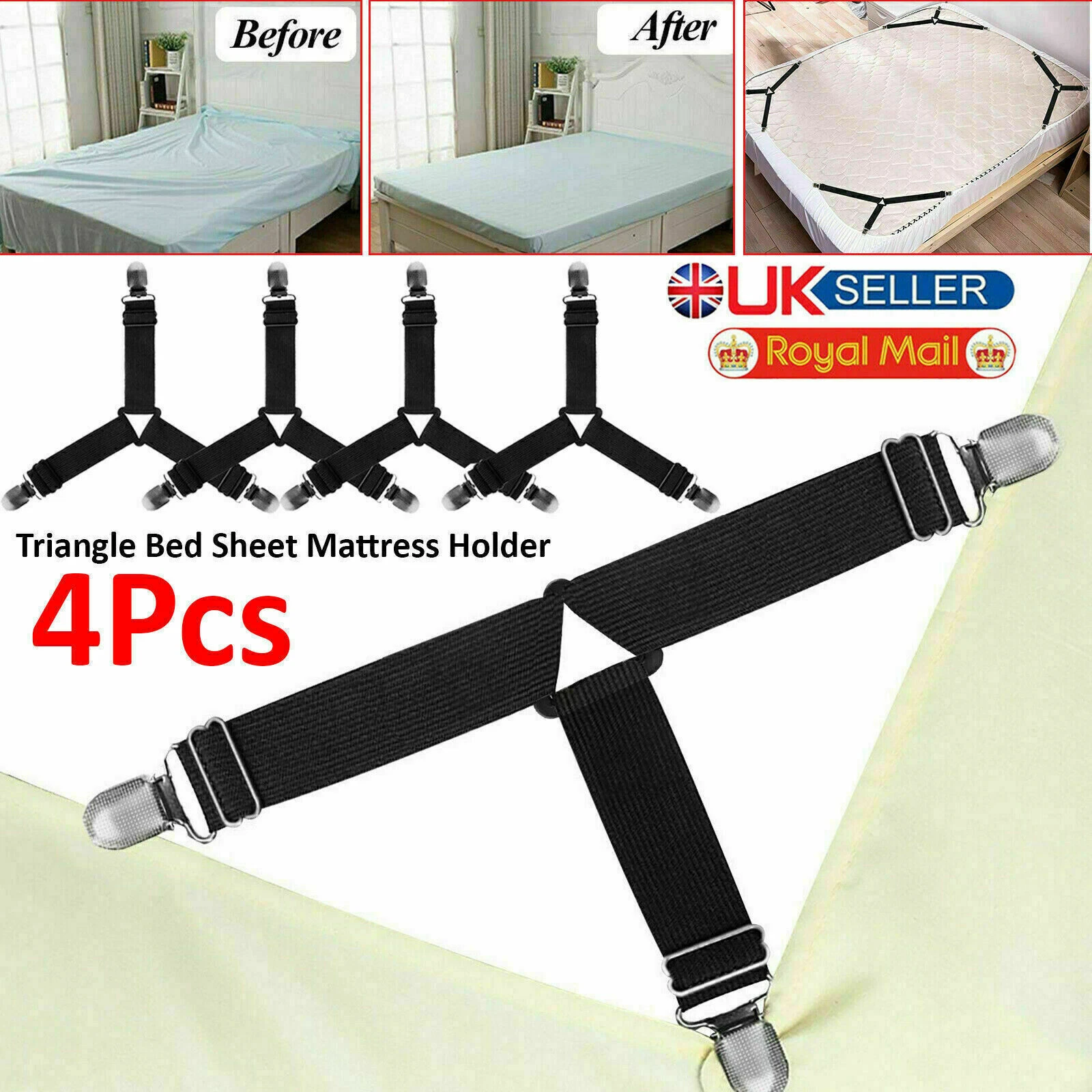 MKB 4PCS Triangle Bed Sheet Corner Clips