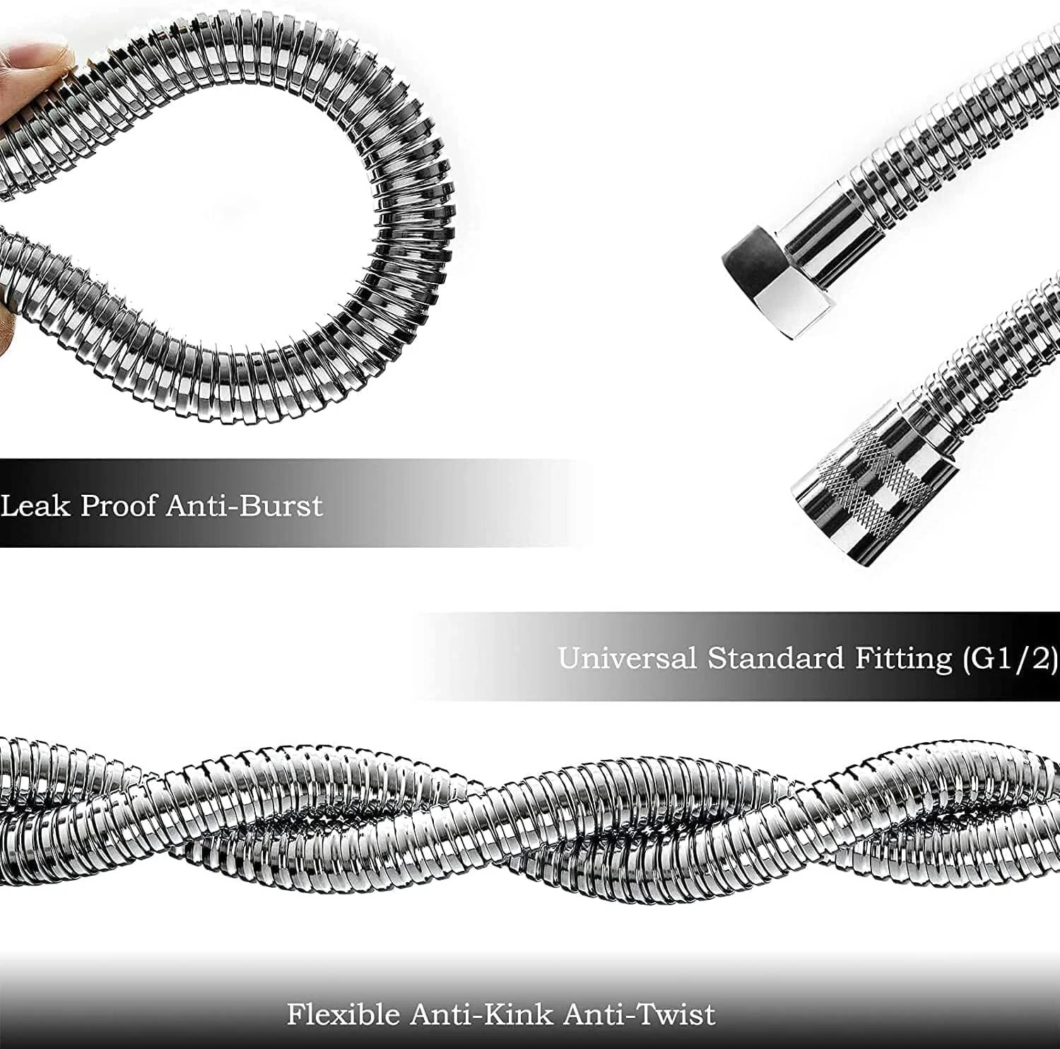 MKB Stainless Steel Shower Hose 1.2–2.5M