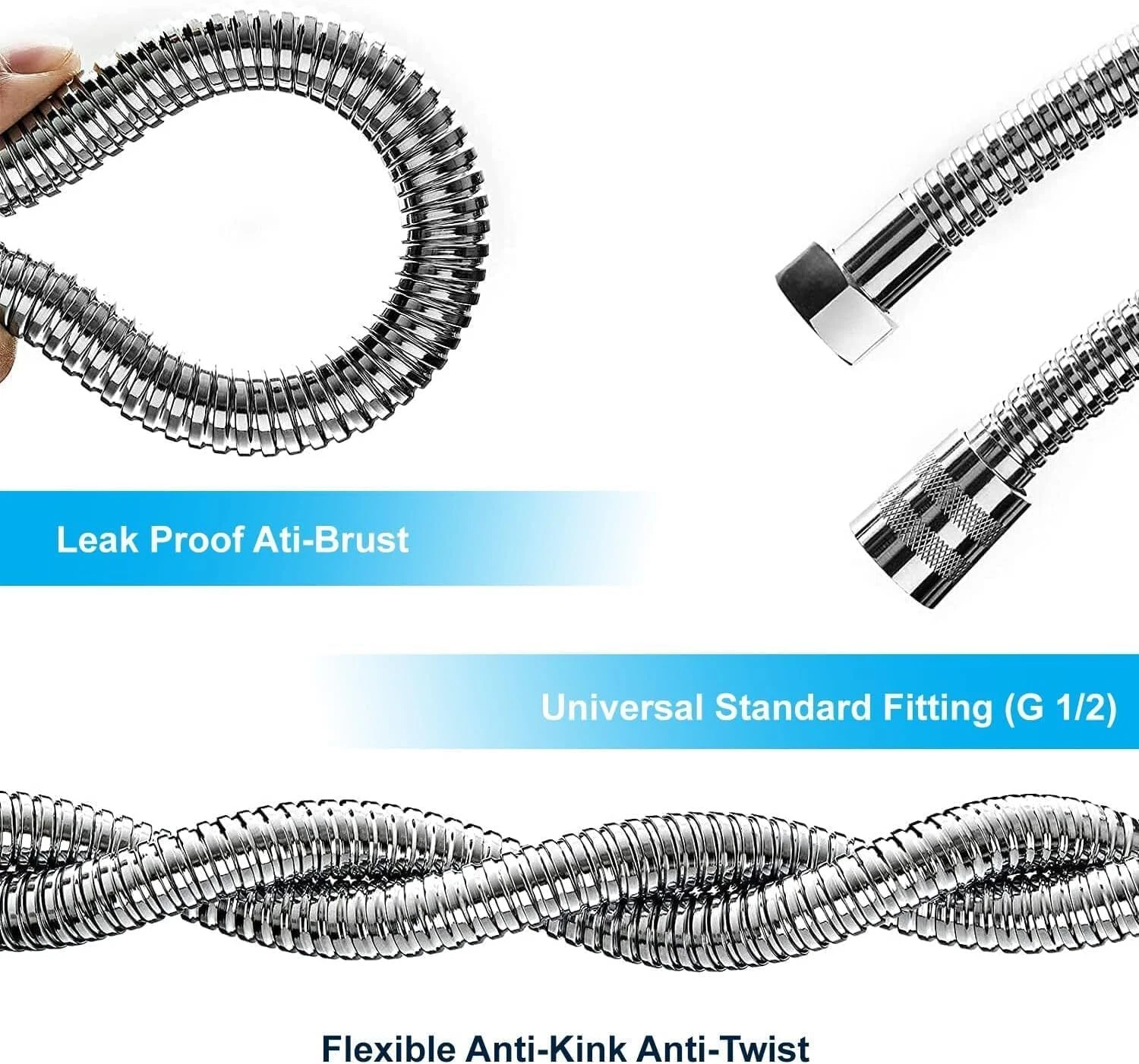 MKB Stainless Steel Shower Hose 1.2–2.5M